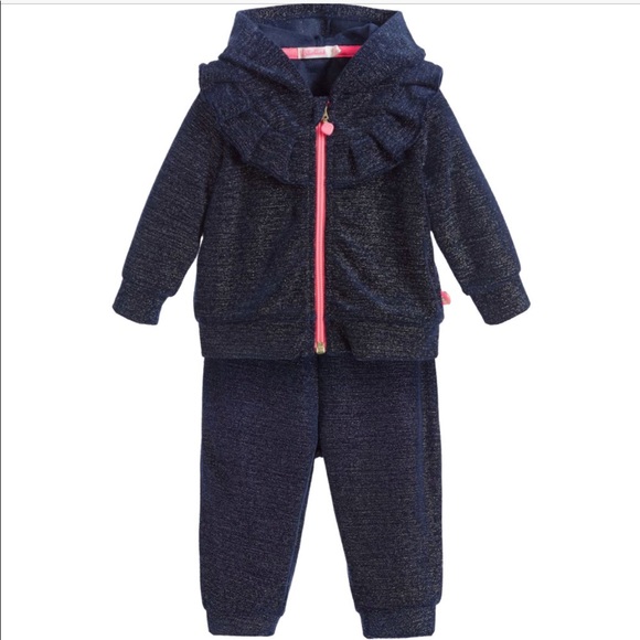 Billieblush Other - BILLIEBLUSH NAVY BLUE VELVET VELOUR TRACKSUIT 18m